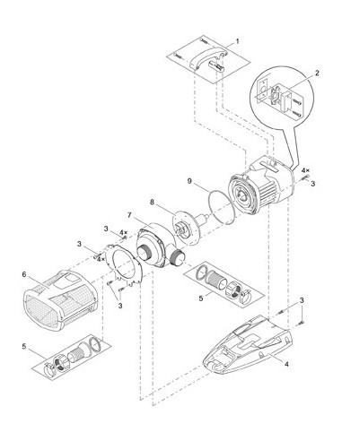 Shéma pompe en combinaison avec filtre gravitaire et Inscenio FM Master Wlan en option
