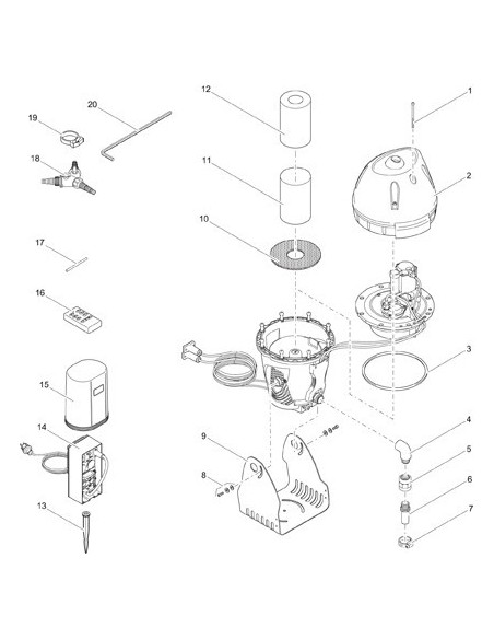 Jets d'eau lumineux de nuit vu de côté