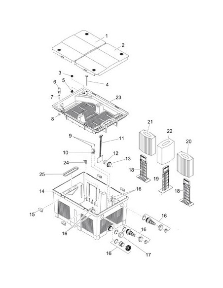 Shéma filtre en combinaison avec pompe pour filtre et ruisseau